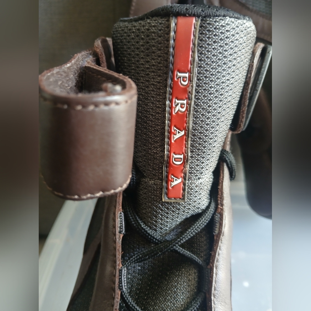 VINTAGE Prada Linea Rossa America’s Cup High-Top - Espresso Brown - US 12 (UK 11 - Picture 2 of 9